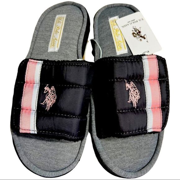 NEW slides US polo Assn womens M 7-8 indoor outdoor washable soft sandal - Picture 1 of 3